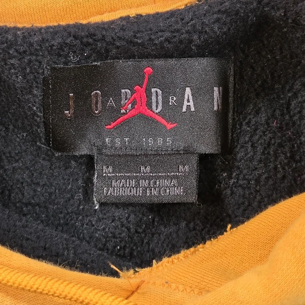 Jordan Hoodie Sweatshirt Mens Medium Black Yellow Air Jumpman Fleece BV5454-010